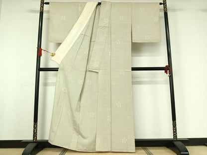 平和屋着物▽本塩沢　単衣　110亀甲　舞花文　正絹　逸品　AABJ0213jh