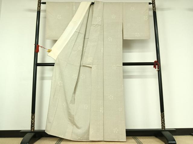 平和屋着物▽本塩沢　単衣　110亀甲　舞花文　正絹　逸品　AABJ0213jh