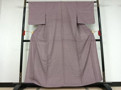 平和屋着物▽上質な小紋　単衣　菱文　正絹　逸品　未使用　AABJ0214jh