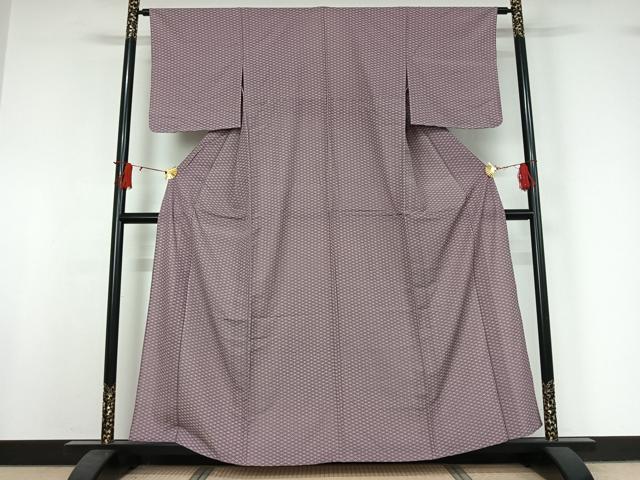 平和屋着物▽上質な小紋　単衣　菱文　正絹　逸品　未使用　AABJ0214jh