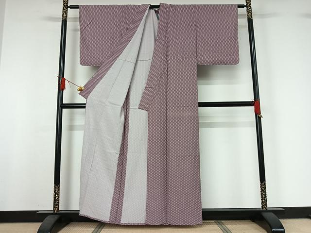 平和屋着物▽上質な小紋　単衣　菱文　正絹　逸品　未使用　AABJ0214jh