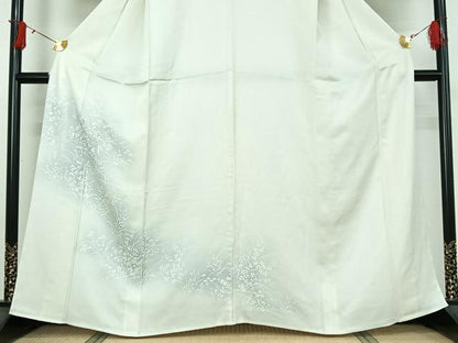 平和屋着物▽訪問着　単衣　刺繍　草花文　暈し染め　正絹　逸品　AABJ0215jh