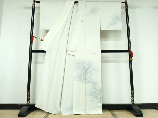 平和屋着物▽訪問着　単衣　刺繍　草花文　暈し染め　正絹　逸品　AABJ0215jh