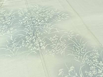 平和屋着物▽訪問着　単衣　刺繍　草花文　暈し染め　正絹　逸品　AABJ0215jh