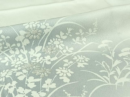 平和屋着物▽訪問着　単衣　刺繍　草花文　暈し染め　正絹　逸品　AABJ0215jh