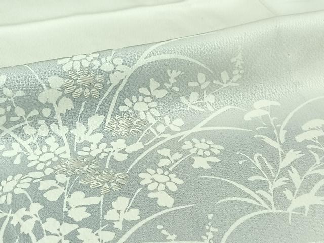 平和屋着物▽訪問着　単衣　刺繍　草花文　暈し染め　正絹　逸品　AABJ0215jh
