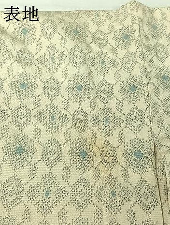 平和屋着物▽本塩沢　単衣　幾何学文様　正絹　逸品　AABJ0219jh