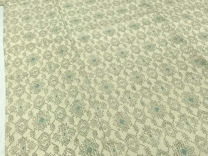 平和屋着物▽本塩沢　単衣　幾何学文様　正絹　逸品　AABJ0219jh
