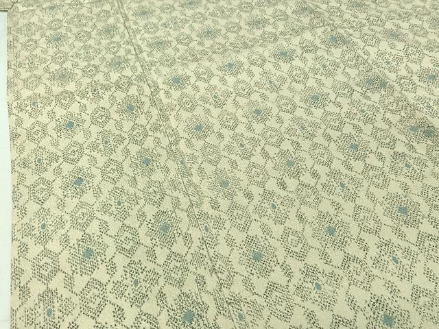平和屋着物▽本塩沢　単衣　幾何学文様　正絹　逸品　AABJ0219jh