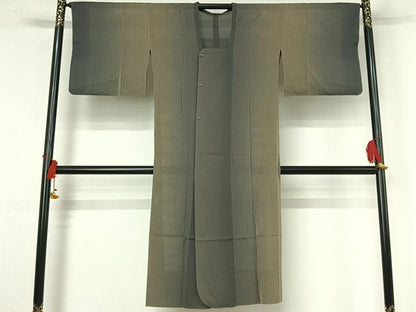 平和屋着物▽道行コート　スリーシーズン　春夏秋　塵除け　縞　ロング丈　正絹　逸品　AABJ0224jh