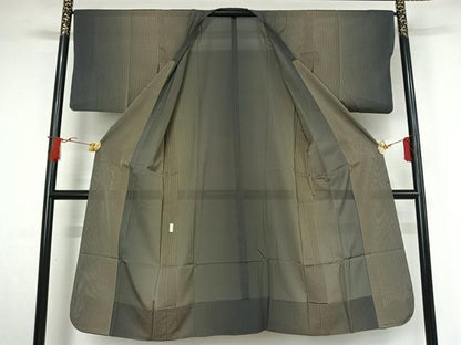 平和屋着物▽道行コート　スリーシーズン　春夏秋　塵除け　縞　ロング丈　正絹　逸品　AABJ0224jh