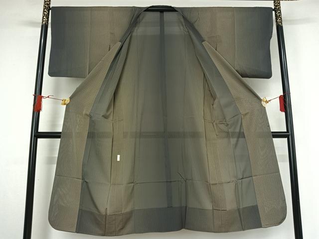 平和屋着物▽道行コート　スリーシーズン　春夏秋　塵除け　縞　ロング丈　正絹　逸品　AABJ0224jh