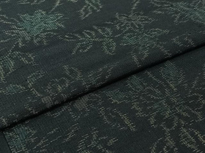 平和屋着物▽上質な紬　単衣　草花文　正絹　逸品　AABJ0226jh