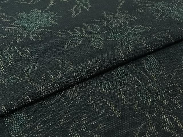平和屋着物▽上質な紬　単衣　草花文　正絹　逸品　AABJ0226jh