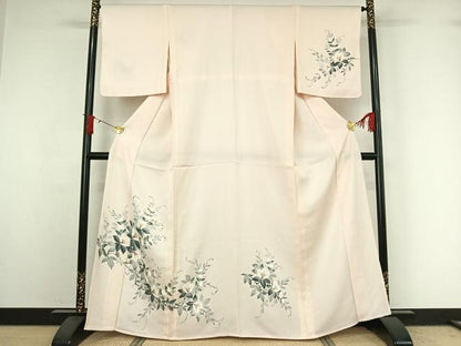 平和屋着物▽訪問着　単衣　作家物　手描き　草花文　金彩　正絹　逸品　未使用　AABJ0228jh