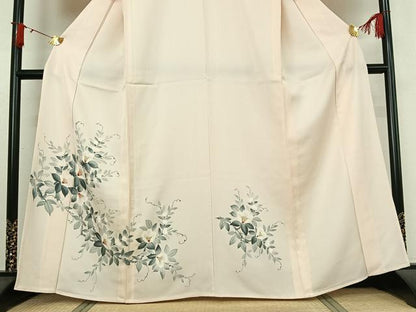 平和屋着物▽訪問着　単衣　作家物　手描き　草花文　金彩　正絹　逸品　未使用　AABJ0228jh