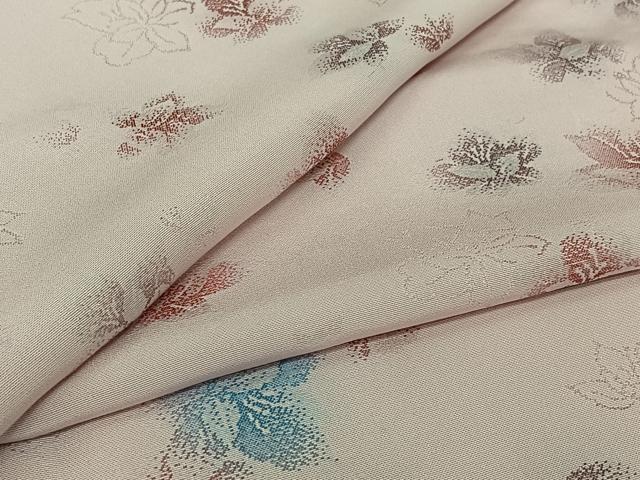 平和屋着物▽上質な小紋　単衣　寿光織　舞花文　正絹　逸品　AABJ0231jh