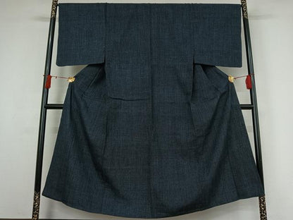 平和屋着物▽男性　結城紬　単衣　格子　正絹　逸品　AABJ0232jh