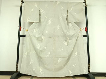 平和屋着物▽本塩沢　単衣　110亀甲　飛鶴文　正絹　逸品　AABJ0235jh
