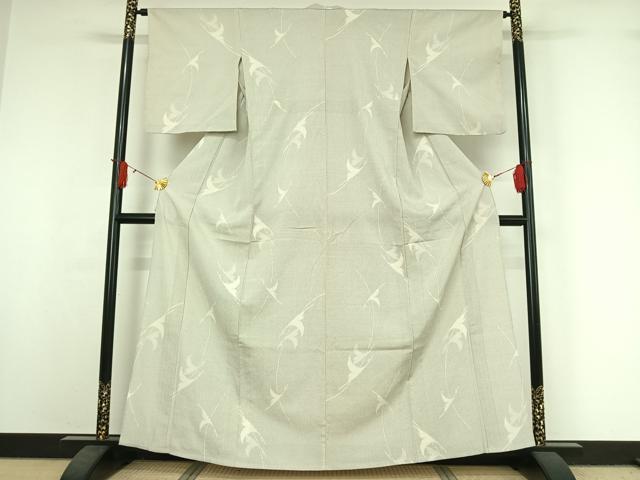 平和屋着物▽本塩沢　単衣　110亀甲　飛鶴文　正絹　逸品　AABJ0235jh