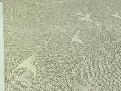 平和屋着物▽本塩沢　単衣　110亀甲　飛鶴文　正絹　逸品　AABJ0235jh