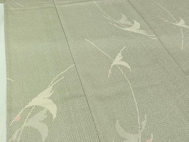 平和屋着物▽本塩沢　単衣　110亀甲　飛鶴文　正絹　逸品　AABJ0235jh