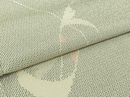 平和屋着物▽本塩沢　単衣　110亀甲　飛鶴文　正絹　逸品　AABJ0235jh