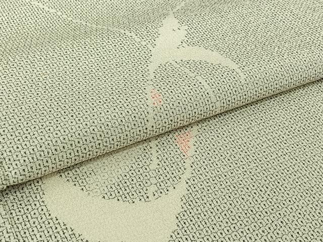 平和屋着物▽本塩沢　単衣　110亀甲　飛鶴文　正絹　逸品　AABJ0235jh