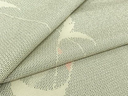 平和屋着物▽本塩沢　単衣　110亀甲　飛鶴文　正絹　逸品　AABJ0235jh