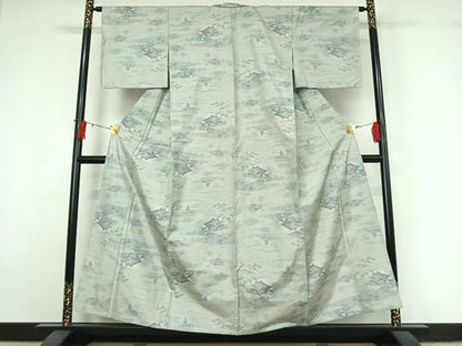 平和屋着物▽本場大島紬　単衣　7マルキ　総絣　風景文　正絹　逸品　AABJ0236jh