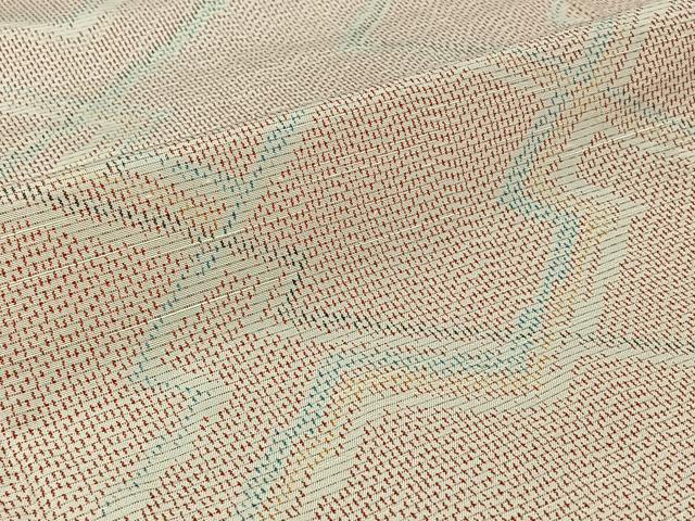 平和屋着物▽上質な紬　単衣　幾何学文様　正絹　逸品　AABJ0237jh