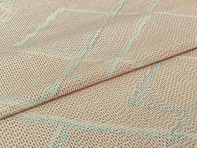 平和屋着物▽上質な紬　単衣　幾何学文様　正絹　逸品　AABJ0237jh