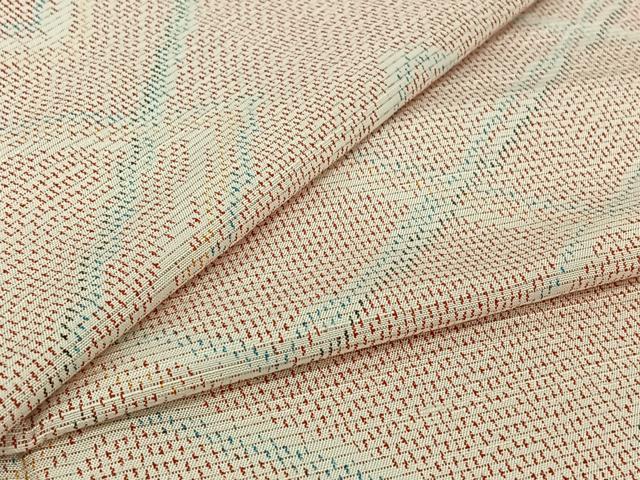 平和屋着物▽上質な紬　単衣　幾何学文様　正絹　逸品　AABJ0237jh