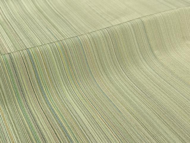 平和屋着物▽本塩沢　やまだ織　200色　単衣　縞　証紙付き　正絹　逸品　AABJ0239jh