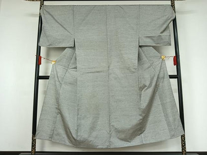 平和屋着物▽男性　紬　単衣　横段文　キングサイズ　正絹　逸品　AABJ0250jh