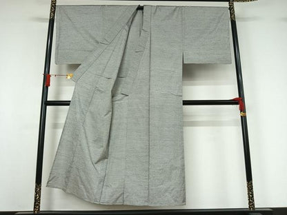 平和屋着物▽男性　紬　単衣　横段文　キングサイズ　正絹　逸品　AABJ0250jh