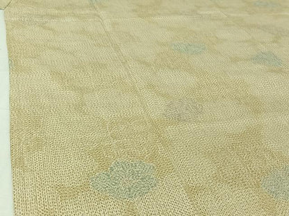 平和屋着物▽上質な紬　単衣　舞花文　正絹　逸品　AABJ0259jh