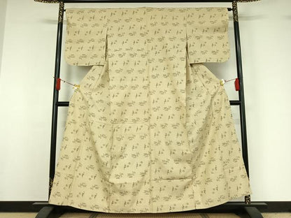 平和屋着物▽上質な紬　単衣　琉球絣　正絹　逸品　AABJ0260jh