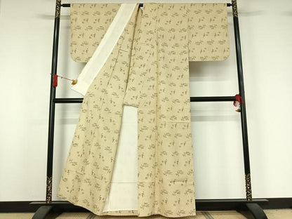 平和屋着物▽上質な紬　単衣　琉球絣　正絹　逸品　AABJ0260jh