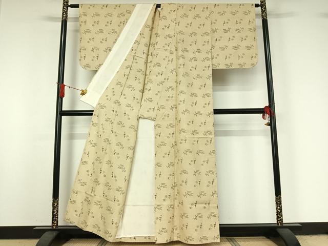 平和屋着物▽上質な紬　単衣　琉球絣　正絹　逸品　AABJ0260jh