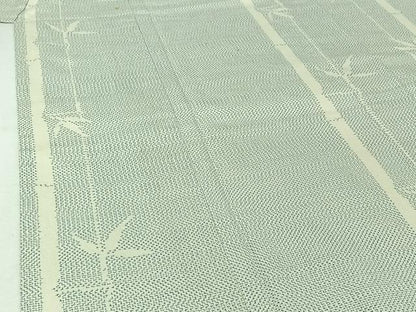 平和屋着物▽薩摩結城　単衣　笹竹文　正絹　逸品　AABJ0261jh
