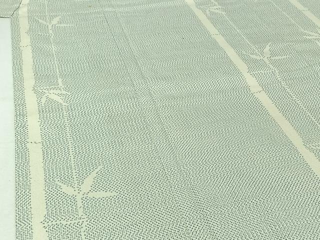 平和屋着物▽薩摩結城　単衣　笹竹文　正絹　逸品　AABJ0261jh