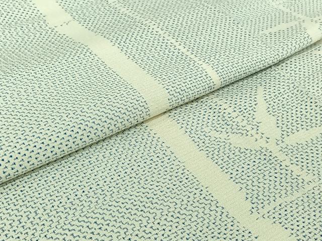 平和屋着物▽薩摩結城　単衣　笹竹文　正絹　逸品　AABJ0261jh