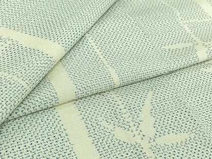 平和屋着物▽薩摩結城　単衣　笹竹文　正絹　逸品　AABJ0261jh