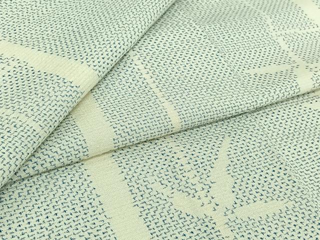 平和屋着物▽薩摩結城　単衣　笹竹文　正絹　逸品　AABJ0261jh