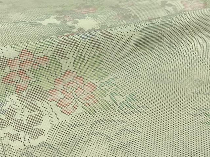 平和屋着物▽本場大島紬　白大島　単衣　9マルキ　草花文　正絹　逸品　AABJ0263jh