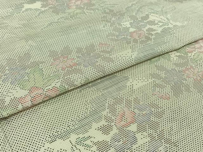 平和屋着物▽本場大島紬　白大島　単衣　9マルキ　草花文　正絹　逸品　AABJ0263jh