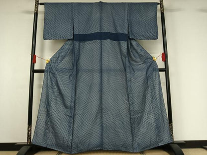 平和屋着物▽上質な小紋　無双　紗袷　紗×絽　瓦文　正絹　逸品　未使用　AABJ0265jh