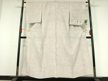 平和屋着物▽結城紬　単衣　ワンポイント　辻が花　証紙付き　正絹　逸品　AABJ0267jh