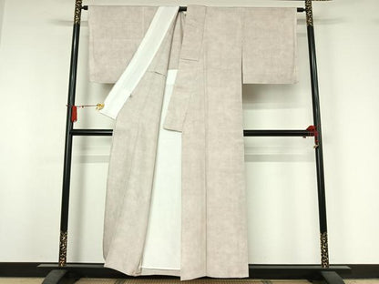 平和屋着物▽結城紬　単衣　ワンポイント　辻が花　証紙付き　正絹　逸品　AABJ0267jh